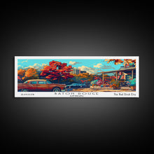 Load image into Gallery viewer, Baton Rouge Louisiana Panoramic Painting Framed Canvas Print, Mid Century Modern Art, Pop Art Style, Travel Poster, Wall Art Decor