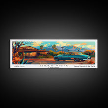 Cargar imagen en el visor de la galería, Chula Vista California Panoramic Wall Art Framed Canvas Print, Mid Century Modern Art, Pop Art Style, Travel Poster, Home Decor, Retro Style
