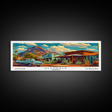 Load image into Gallery viewer, Glendale Arizona Panoramic Painting Framed Canvas Print, Mid Century Modern Art, Pop Art Style, Travel Poster, Wall Art Decor