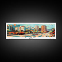 Load image into Gallery viewer, El Paso Texas Panoramic Wall Art, Retro Pop Art Framed Canvas Print, Mid Century Modern Travel Poster, Living Room Decor, Office Wall Art