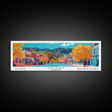 Load image into Gallery viewer, Arvada Colorado Panoramic Painting, Mid Century Modern Framed Canvas Print, Retro Pop Art Travel Poster, Living Room Wall Art, City Print