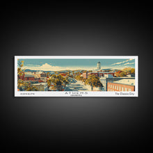 Load image into Gallery viewer, Athens Georgia Panoramic Painting, Mid Century Modern Framed Canvas Print, Retro Pop Art Travel Poster, Living Room Wall Art Decor, City Print