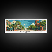 Load image into Gallery viewer, Beaumont Texas Panoramic Painting, Mid Century Modern Framed Canvas Print, Retro Pop Art Travel Poster, Living Room Wall Art, City Print