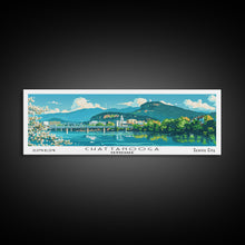 Cargar imagen en el visor de la galería, Chattanooga Tennessee Panoramic Painting, Mid Century Modern Framed Canvas Print, Retro Pop Art Travel Poster, Home Decor, City Print