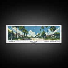 Load image into Gallery viewer, Davie Florida Panoramic Painting, Mid Century Modern Framed Canvas Print, Retro Pop Art Travel Poster, City Wall Art, Home Decor