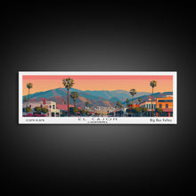 Load image into Gallery viewer, El Cajon California Panoramic Wall Art, Mid Century Modern Framed Canvas Print, Retro Pop Art Travel Poster, City Home Decor, Office Art