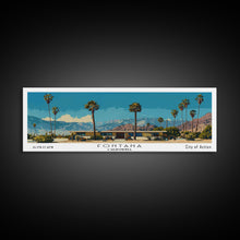 Carregar imagem no visualizador da galeria, Fontana California Panoramic Painting, Mid Century Modern Framed Canvas Print, Retro Pop Art Travel Poster, Living Room Wall Art