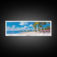 Carregar imagem no visualizador da galeria, Fort Lauderdale Florida Panoramic Painting, Mid Century Modern Framed Canvas Print, Retro Pop Art Travel Poster, City Wall Art
