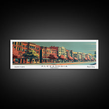 Carregar imagem no visualizador da galeria, Alexandria Virginia Panoramic Painting, Framed Canvas Print, Mid Century Modern Wall Art, Retro Pop Art Travel Poster, Living Room Decor, City Art