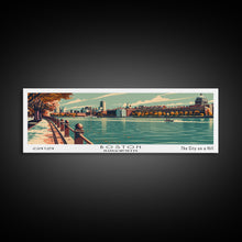 Load image into Gallery viewer, Boston Massachusetts Panoramic Painting, Framed Canvas Print, Mid Century Modern Wall Art, Retro Pop Art Travel Poster, Home Decor, City Art