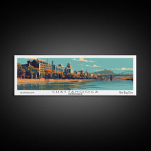 Cargar imagen en el visor de la galería, Chattanooga Tennessee Panoramic Painting, Framed Canvas Print, Mid Century Modern Wall Art, Retro Pop Art Travel Poster, Home Decor, City Art