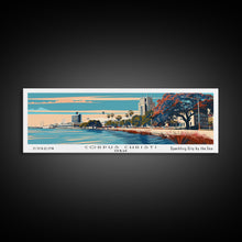 Load image into Gallery viewer, Corpus Christi Texas Panoramic Painting, Framed Canvas Print, Mid Century Modern Wall Art, Retro Pop Art Travel Poster, Office Decor, City Art
