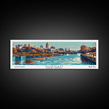 Load image into Gallery viewer, Durham North Carolina Panoramic Painting, Framed Canvas Print, Mid Century Modern Wall Art, Retro Pop Art Travel Poster, Home Decor, City Art