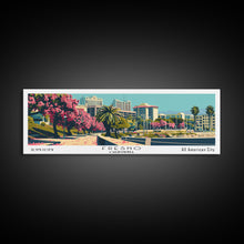 Load image into Gallery viewer, Fresno California Panoramic Painting, Framed Canvas Print, Mid Century Modern Wall Art, Retro Pop Art Travel Poster, Living Room Decor, City Art