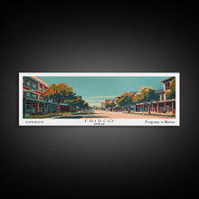 Carregar imagem no visualizador da galeria, Frisco Texas Panoramic Painting, Framed Canvas Print, Mid Century Modern Wall Art, Retro Pop Art Travel Poster, Home Decor, City Art