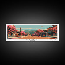 Carregar imagem no visualizador da galeria, Glendale Arizona Panoramic Wall Art, Framed Canvas Print, Mid Century Modern Style, Retro Pop Art Travel Poster, Living Room Art, Home Decor, Cityscape