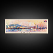 Load image into Gallery viewer, Belfast United Kingdom Travel Print Wall Art, Panoramic City Art, Travel Art, Wall Decor, Vacation Gift, Framed Canvas Print Or Metal Art