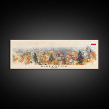 Load image into Gallery viewer, Bialystok Poland Panoramic Travel Poster, Framed Canvas Print or Metal Wall Art, Travel Art, Home Decor, Panoramic Painting, Midcentury Art