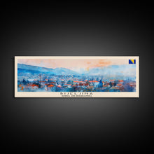 Load image into Gallery viewer, Bijeljina Bosnia Panoramic Travel Poster, Framed Canvas Print or Metal Wall Art, Travel Art, Home Decor, Panoramic Painting, Midcentury Art