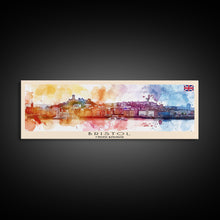 Load image into Gallery viewer, Bristol United Kingdom Panoramic Travel Poster, Framed Canvas Print or Metal Wall Art, Travel Art, Home Decor, Panoramic Painting, Midcentury Art