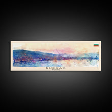 Carregar imagem no visualizador da galeria, Burgas Bulgaria Panoramic Travel Poster, Framed Canvas Print or Metal Wall Art, Travel Art, Home Decor, Panoramic Painting, Midcentury Art