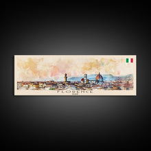 Carregar imagem no visualizador da galeria, Florence Italy Panoramic Travel Poster, Framed Canvas Print or Metal Wall Art, Travel Art, Home Decor, Panoramic Painting, Midcentury Art
