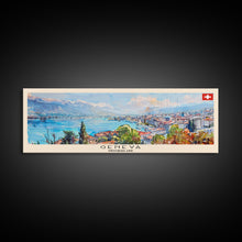 Carregar imagem no visualizador da galeria, Geneva Switzerland Wall Art, Panoramic Travel Poster, Panoramic Framed Canvas Print, City Wall Art, Wall Hanging Home Decor, Travel Art