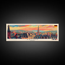 Carregar imagem no visualizador da galeria, Aachen Germany Panoramic Travel Poster, Framed Canvas Print or Metal Wall Art, Travel Art, Home Decor, Panoramic Painting, Midcentury Art