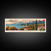 Carregar imagem no visualizador da galeria, Adapazar Turkey Panoramic Travel Poster, Framed Canvas Print or Metal Wall Art, Travel Art, Home Decor, Panoramic Painting, Midcentury Art