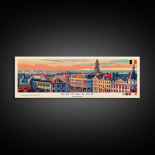 Load image into Gallery viewer, Antwerp Belgium Wall Art, Panoramic Travel Poster, Panoramic Framed Canvas Print, City Wall Art, Wall Hanging Home Decor, Travel Art