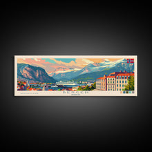 Load image into Gallery viewer, Bergen Norway Wall Art, Panoramic Travel Poster, Panoramic Framed Canvas Print, City Wall Art, Wall Hanging Home Decor, Travel Art