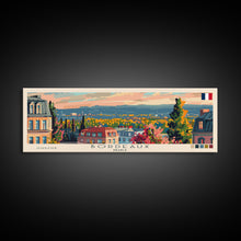 Load image into Gallery viewer, Bordeaux France Panoramic Travel Poster, Framed Canvas Print or Metal Wall Art, Travel Art, Home Decor, Panoramic Painting, Midcentury Art