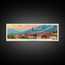 Load image into Gallery viewer, Brčko Bosnia Wall Art, Panoramic Travel Poster, Panoramic Framed Canvas Print, City Wall Art, Wall Hanging Home Decor, Travel Art