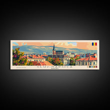 Load image into Gallery viewer, Cluj Napoca Romania Travel Print Wall Art, Panoramic City Art, Travel Art, Wall Decor, Vacation Gift, Framed Canvas Print Or Metal Art