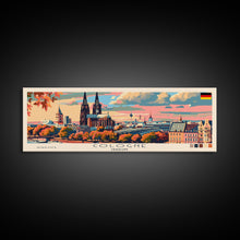 Load image into Gallery viewer, Cologne Germany Panoramic Travel Poster, Framed Canvas Print or Metal Wall Art, Travel Art, Home Decor, Panoramic Painting, Midcentury Art