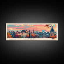Load image into Gallery viewer, Cork Ireland Panoramic Travel Poster, Framed Canvas Print or Metal Wall Art, Travel Art, Home Decor, Panoramic Painting, Midcentury Art