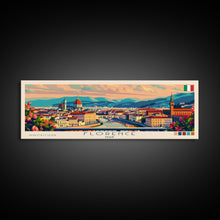 Carregar imagem no visualizador da galeria, Florence Italy Panoramic Travel Poster, Framed Canvas Print or Metal Wall Art, Travel Art, Home Decor, Panoramic Painting, Midcentury Art