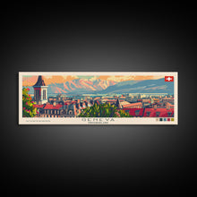 Carregar imagem no visualizador da galeria, Geneva Switzerland Wall Art, Panoramic Travel Poster, Panoramic Framed Canvas Print, City Wall Art, Wall Hanging Home Decor, Travel Art