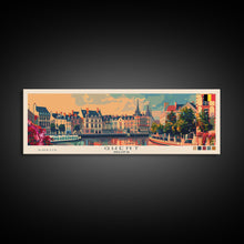 Load image into Gallery viewer, Ghent Belgium Wall Art, Panoramic Travel Poster, Panoramic Framed Canvas Print, City Wall Art, Wall Hanging Home Decor, Travel Art