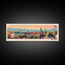 Cargar imagen en el visor de la galería, Ceske Budejovice Czech Wall Art, Panoramic Travel Poster, Panoramic Framed Canvas Print, City Wall Art, Wall Hanging Home Decor, Travel Art