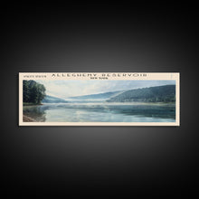Load image into Gallery viewer, Allegheny Reservoir New York Panoramic Framed Canvas Print, Lake House Decor, Abstract Landscape, Travel Poster, Modern Wall Art, Calm Waters