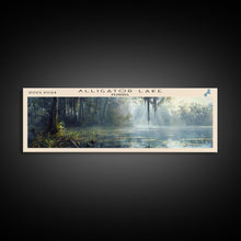 Load image into Gallery viewer, Alligator Lake Florida Panoramic Framed Canvas Print, Lake House Decor, Tropical Landscape, Travel Poster, Wall Art, Scenic Painting