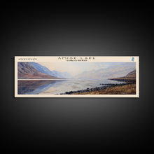 Load image into Gallery viewer, Amisk Lake Panoramic Framed Canvas Print, Lake House Art, Vintage Style, Travel Poster, Nature Scene, Scenic Artwork