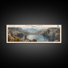 Load image into Gallery viewer, Angel Lake Nevada Panoramic Framed Canvas Print, Lake House Art, Boho Decor, Travel Poster, Nature Wall Art, Serene Scene