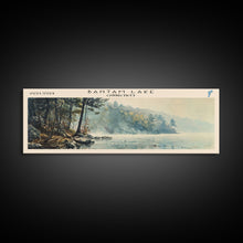 Load image into Gallery viewer, Bantam Lake Connecticut Lake House Art, Framed Canvas Print, Panoramic Travel Poster, Scenic View, Modern Decor, Water Reflection