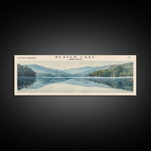 Load image into Gallery viewer, Beaver Lake Arkansas Framed Canvas Print, Panoramic Lake House Decor, Scenic Painting, Travel Poster, Rustic Art, Nature Wall Art