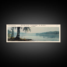 Load image into Gallery viewer, Beech Fork Lake West Virginia Framed Canvas Print, Panoramic Lake House Art, Scenic Painting, Travel Poster, Rustic Decor, Nature Scene
