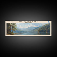 Load image into Gallery viewer, Big Sandy Lake Framed Canvas Print, Lake House Art, Panoramic Travel Poster, Scenic View, Modern Decor, Lake Painting