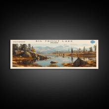 Load image into Gallery viewer, Big Trout Lake Framed Canvas Print, Lake House Art, Panoramic Scenic View, Travel Poster, Minimalist Wall Art, Lake Painting