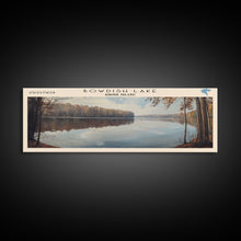 Load image into Gallery viewer, Bowdish Lake Rhode Island Framed Canvas Print, Lake House Art, Panoramic Travel Poster, Wall Art, Modern Lake Painting, Home Decor